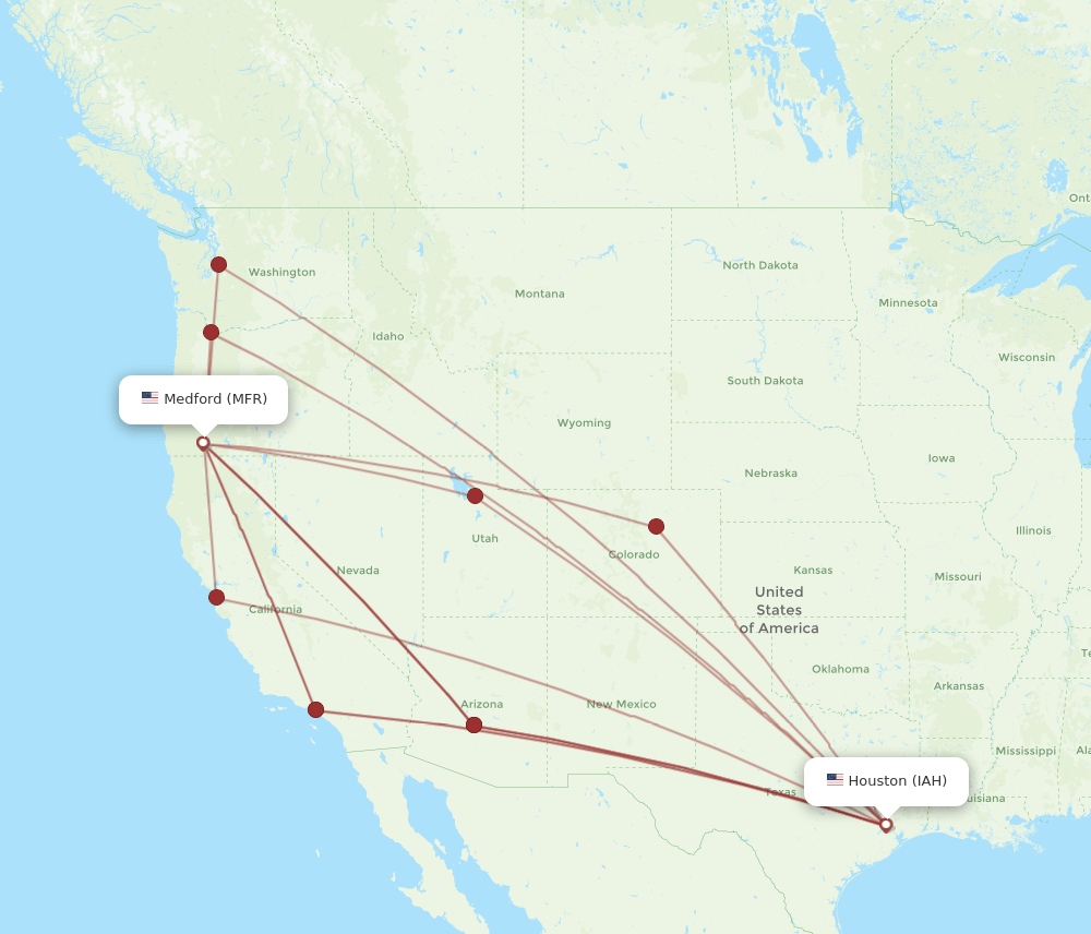 MFR-IAH flight routes