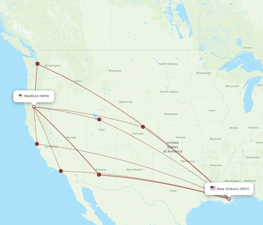 MFR-MSY flight routes