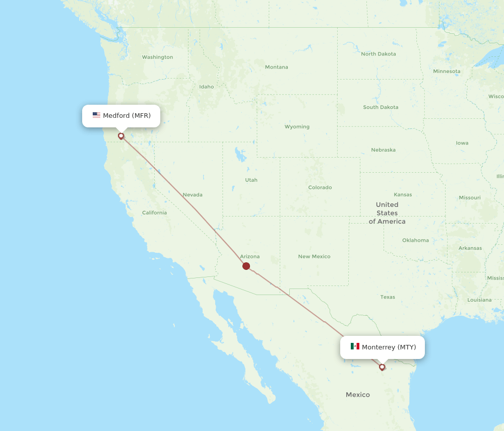 MFR-MTY flight routes
