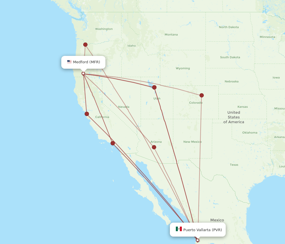 MFR to PVR flights and routes map