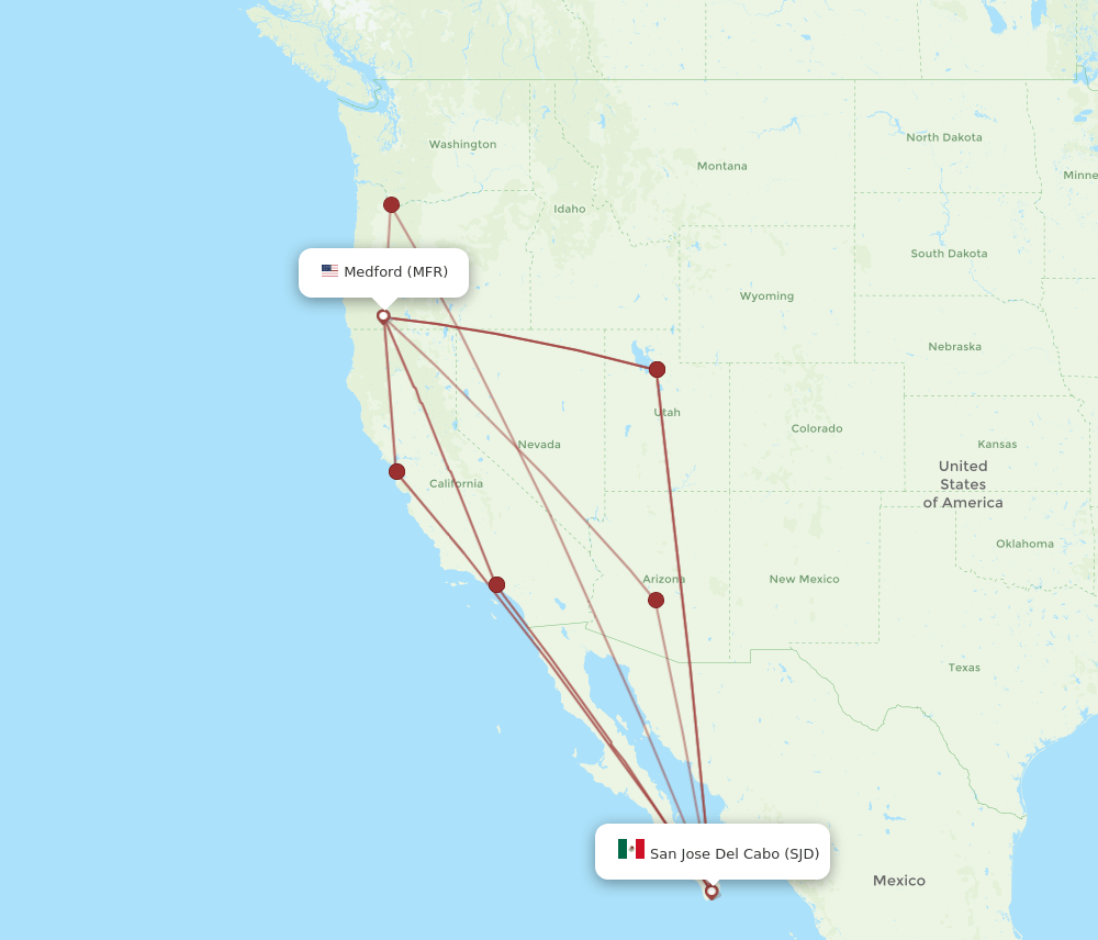MFR to SJD flights and routes map