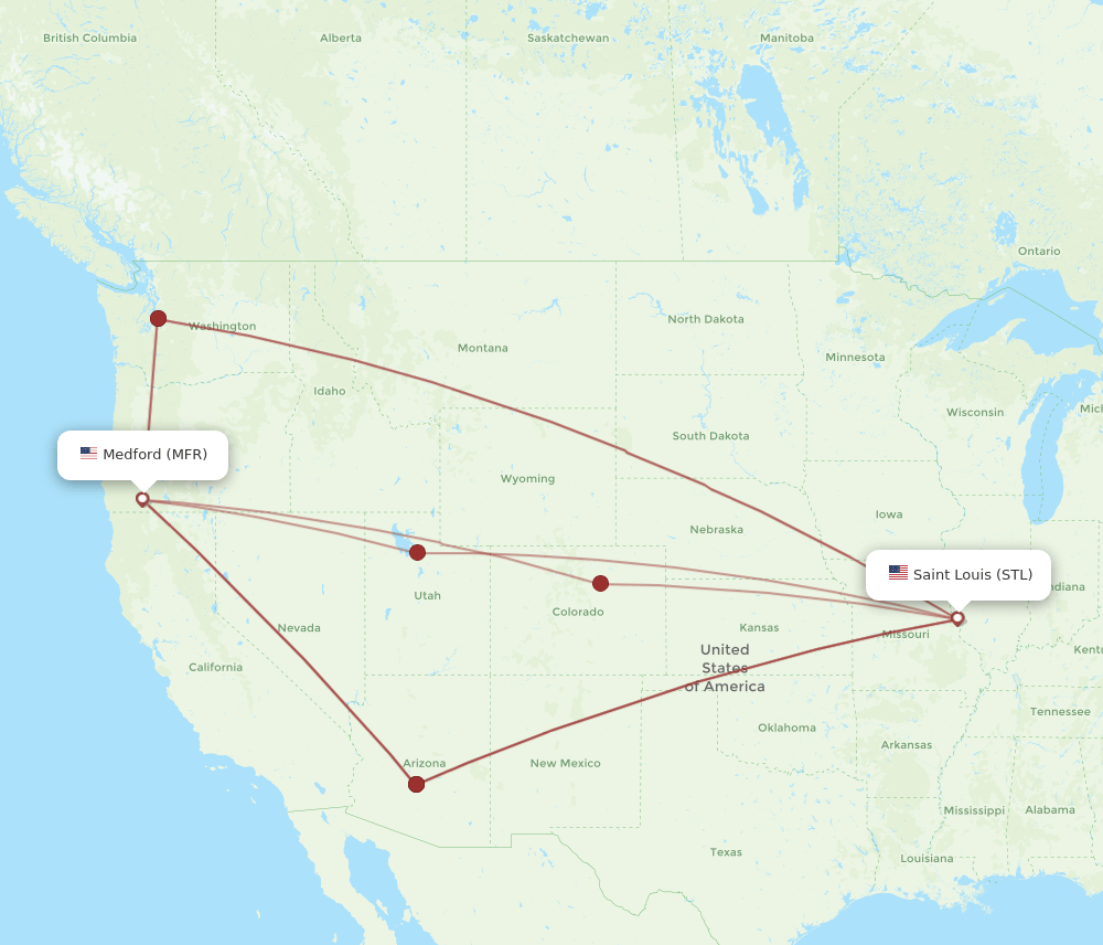 MFR-STL flight routes