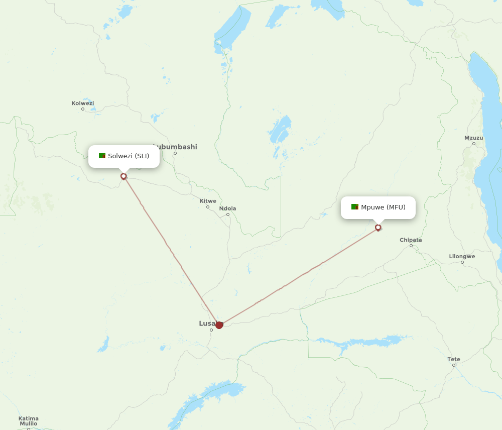 MFU to SLI flights and routes map