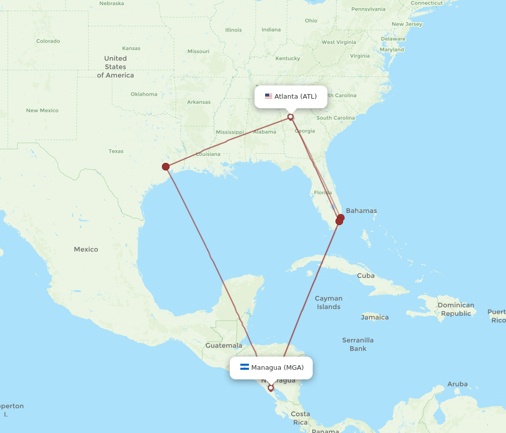MGA-ATL flight routes