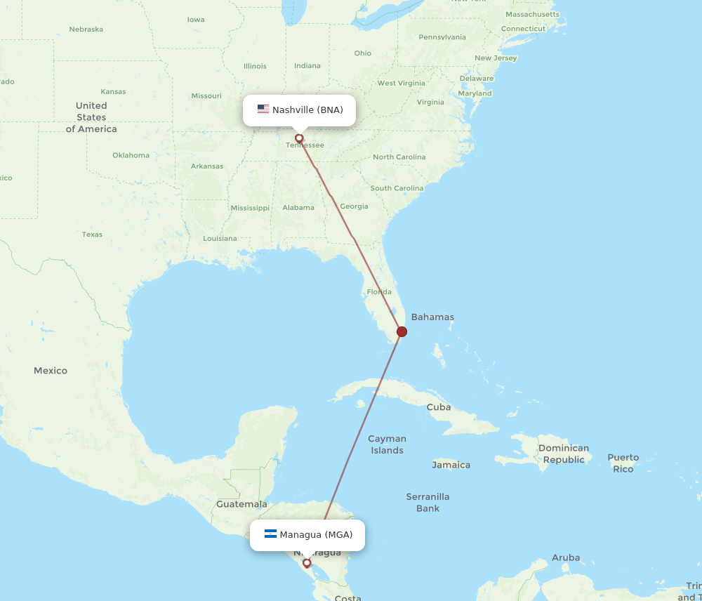 MGA-BNA flight routes
