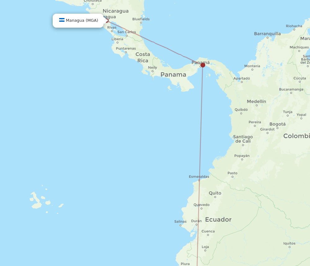 MGA to CIX flights and routes map