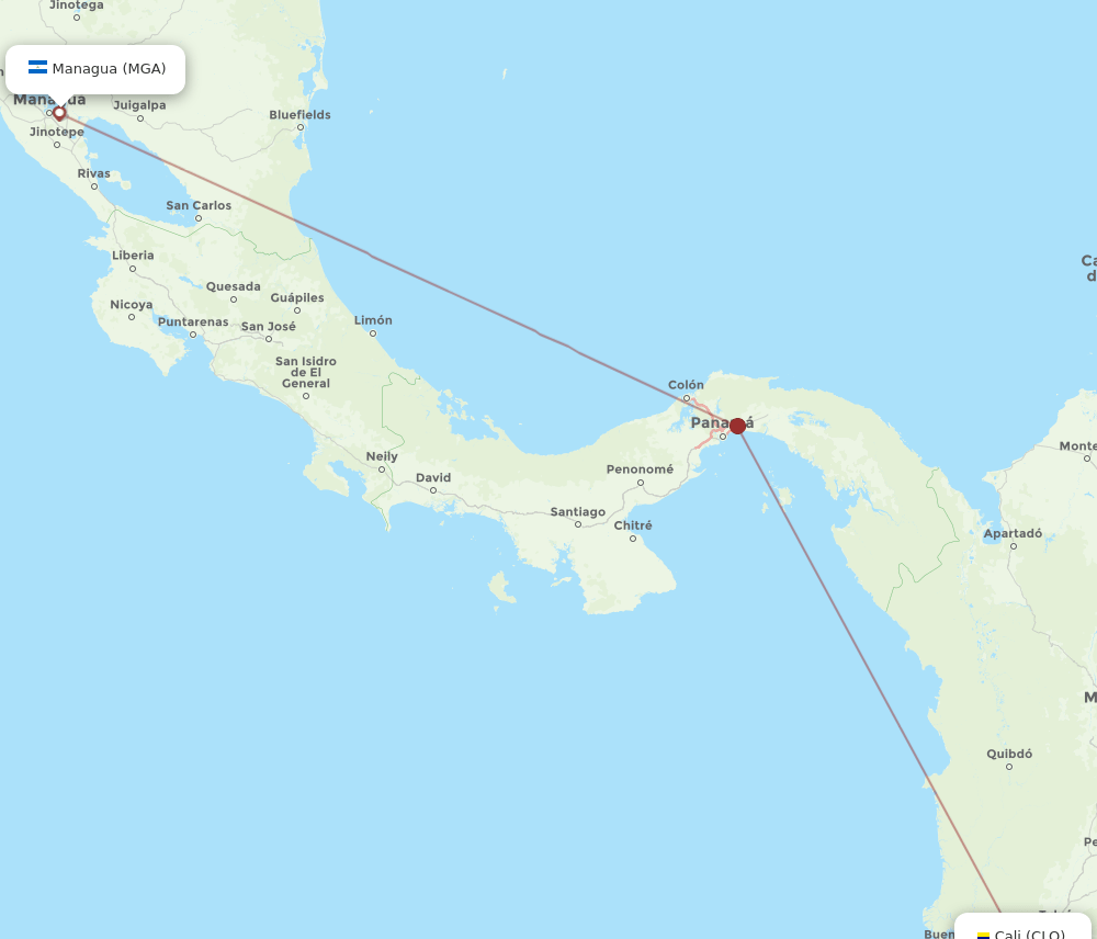MGA to CLO flights and routes map