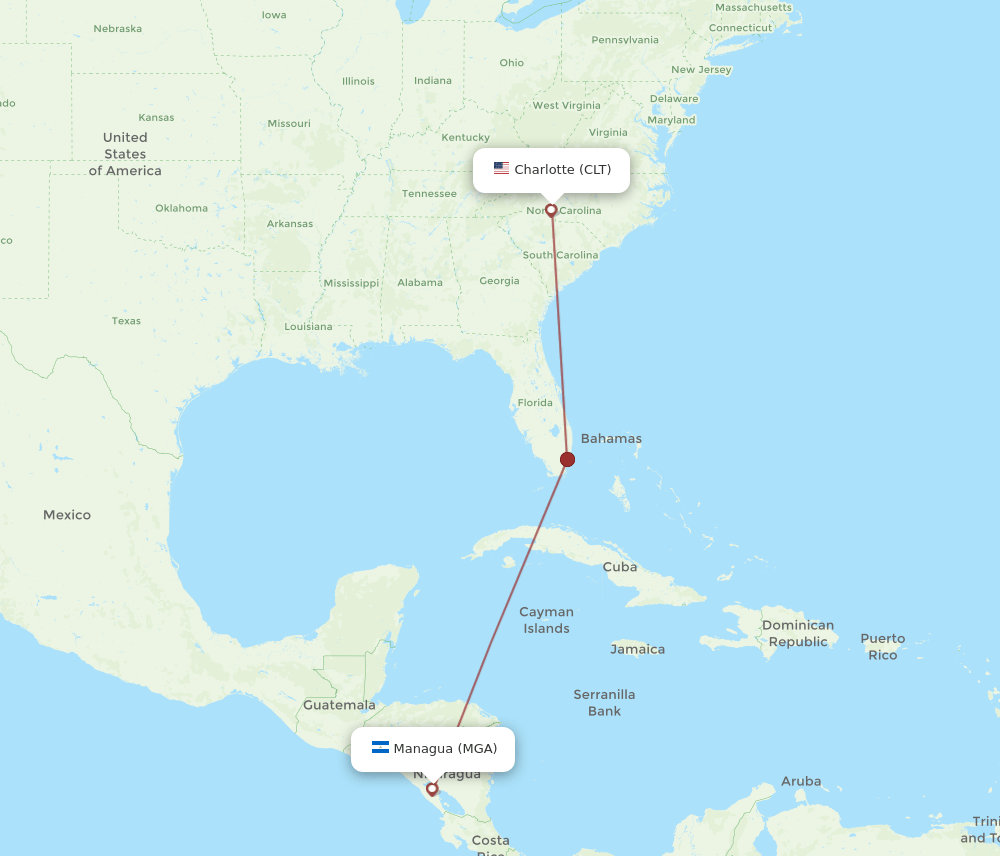 MGA-CLT flight routes