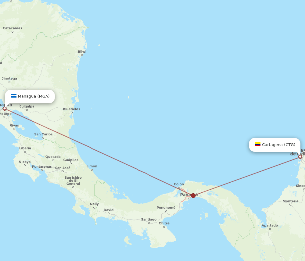 MGA-CTG flight routes