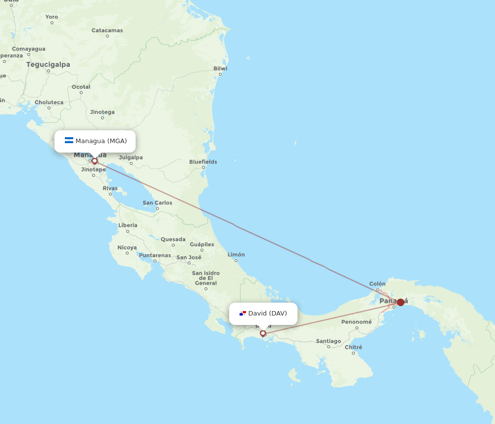 MGA-DAV flight routes