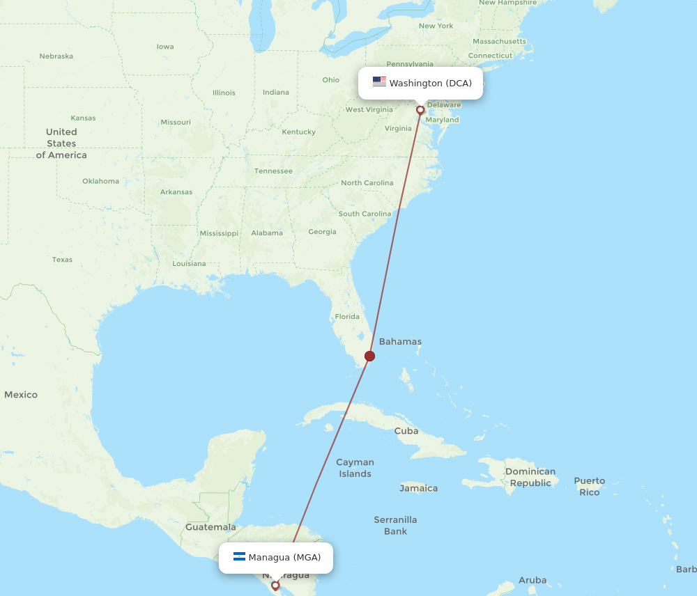 MGA-DCA flight routes