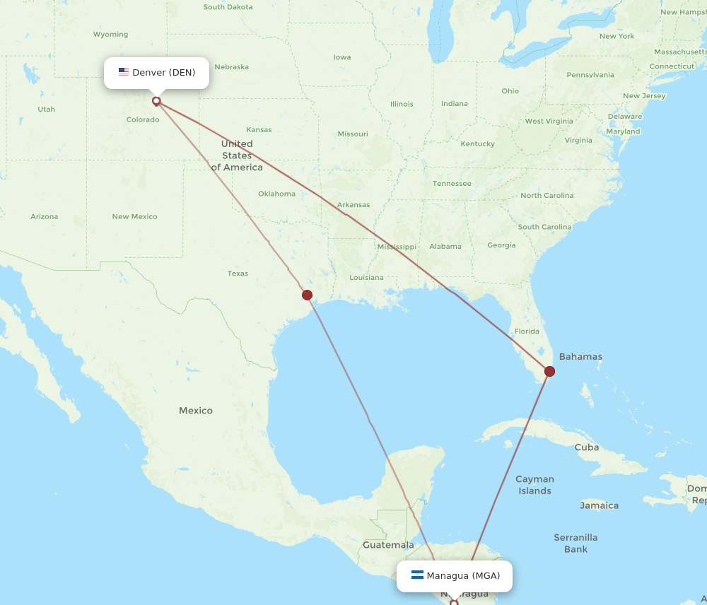 MGA-DEN flight routes