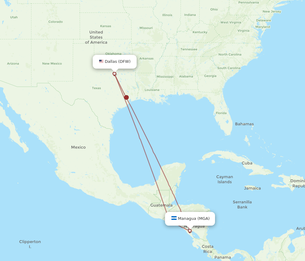 MGA-DFW flight routes