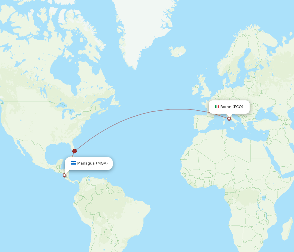 FCO to MGA flights and routes map