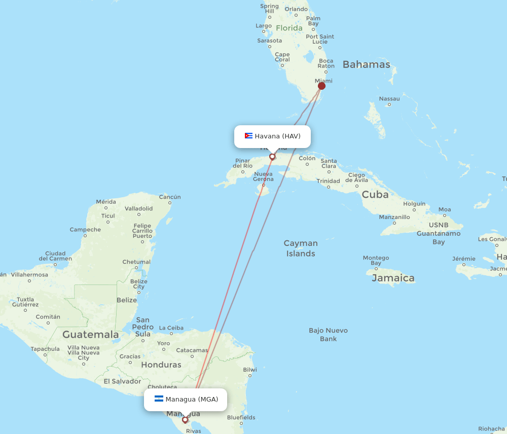 MGA to HAV flights and routes map