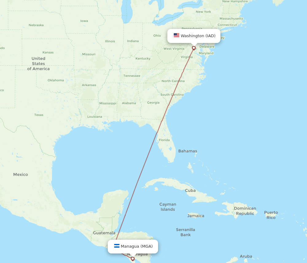 MGA to IAD flights and routes map