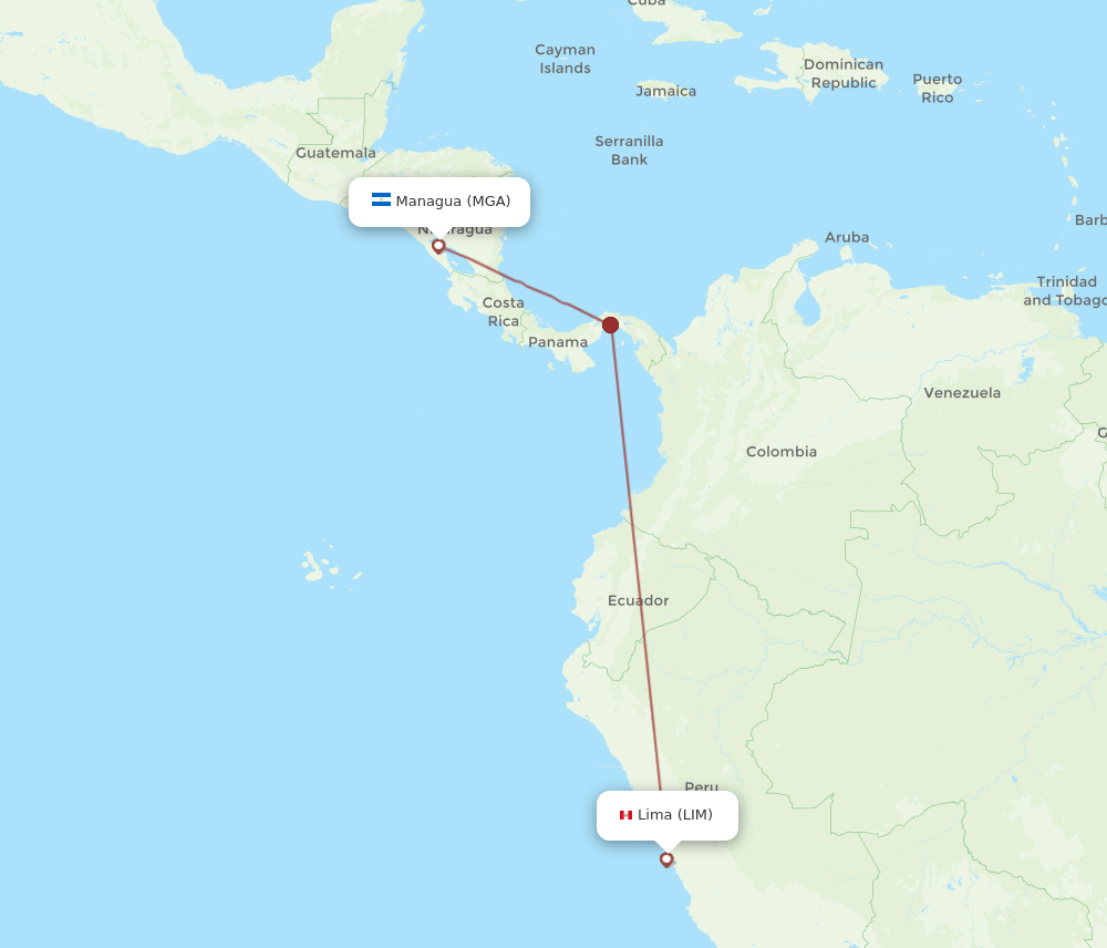 MGA to LIM flights and routes map