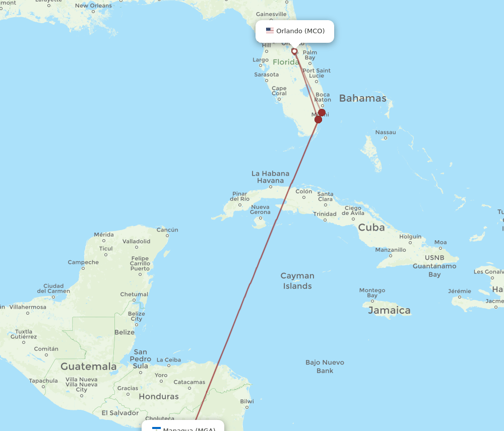 MGA-MCO flight routes