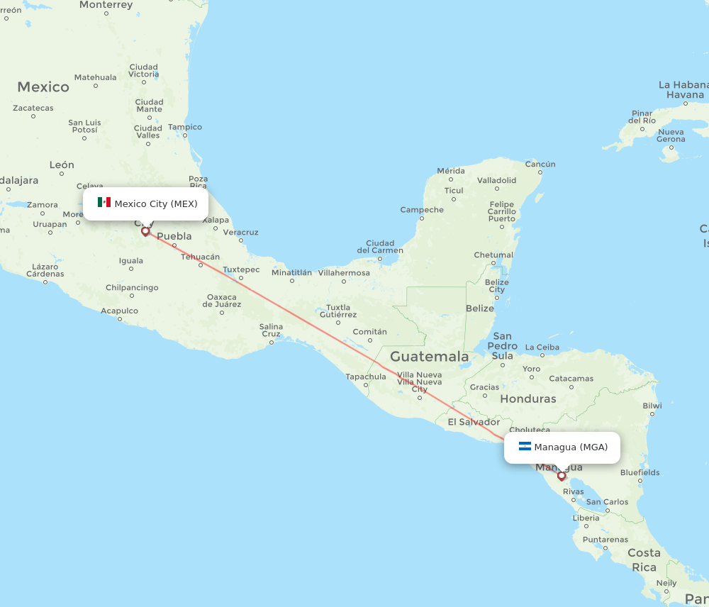 MGA-MEX flight routes