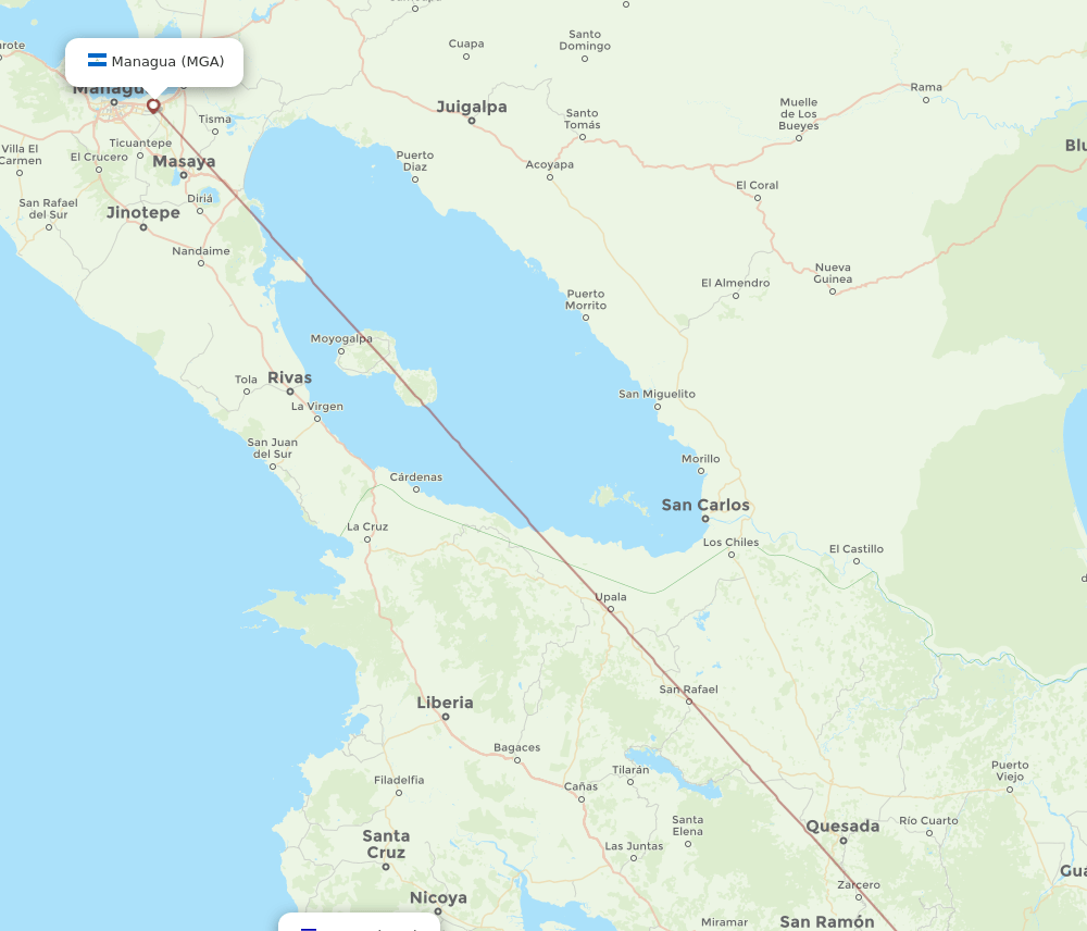 MGA-NOB flight routes