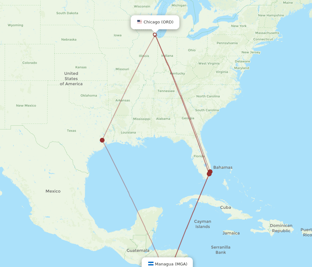 MGA-ORD flight routes