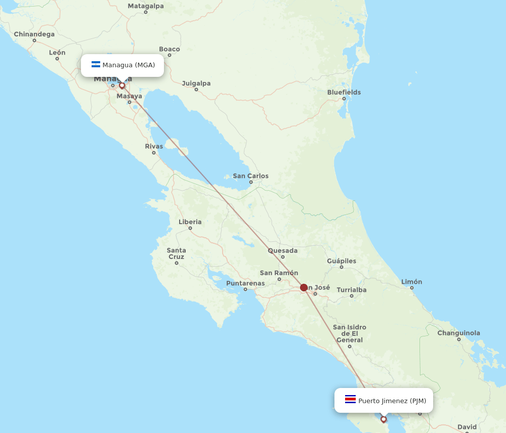 MGA-PJM flight routes