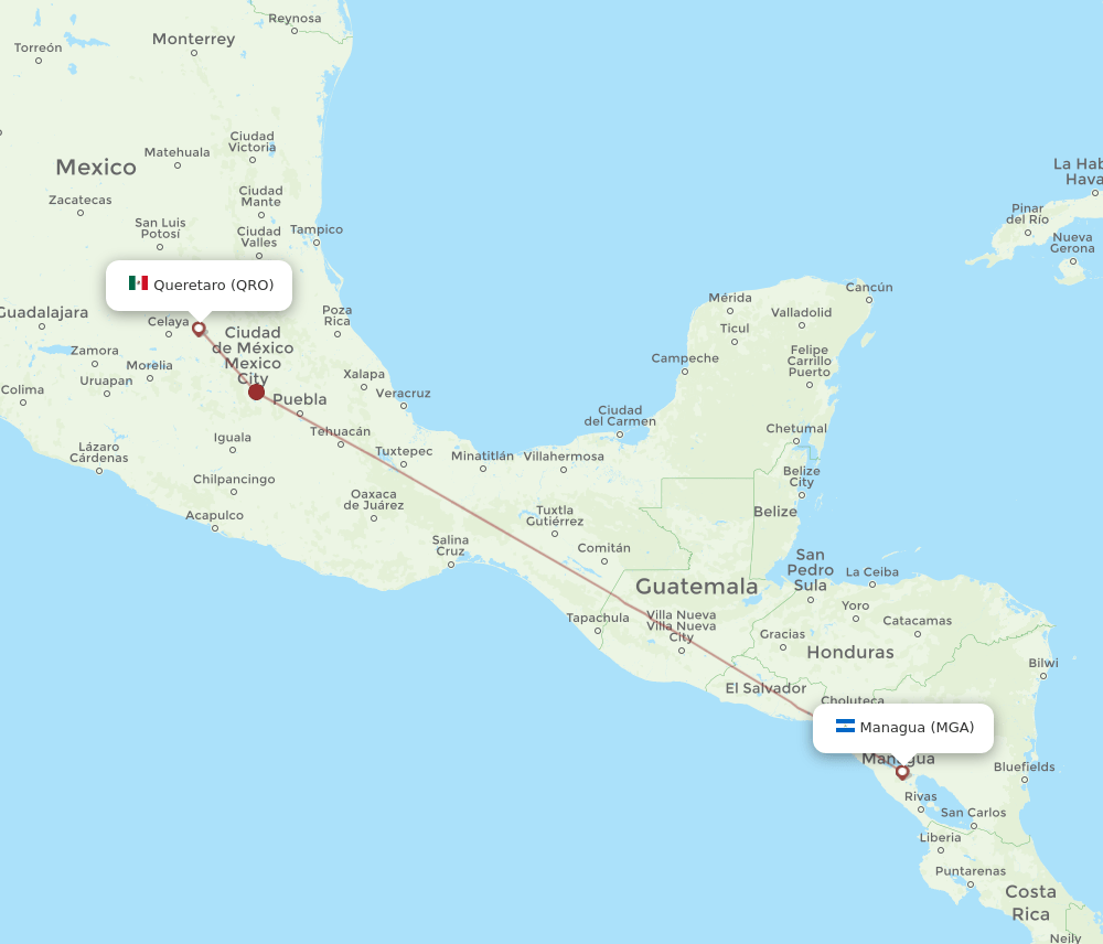 MGA-QRO flight routes