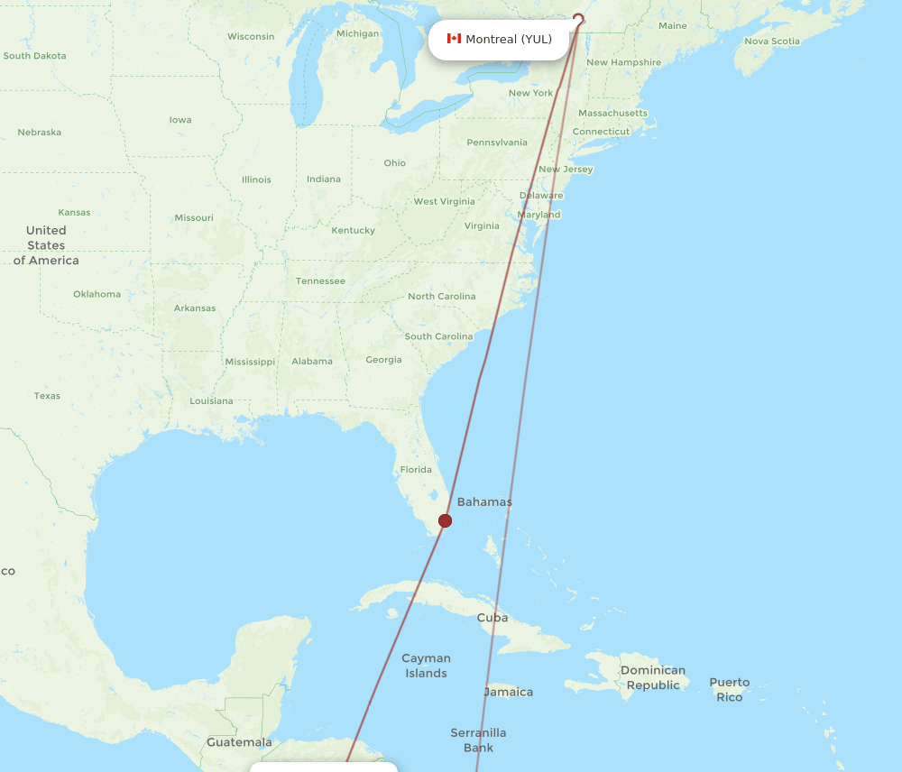 MGA-YUL flight routes