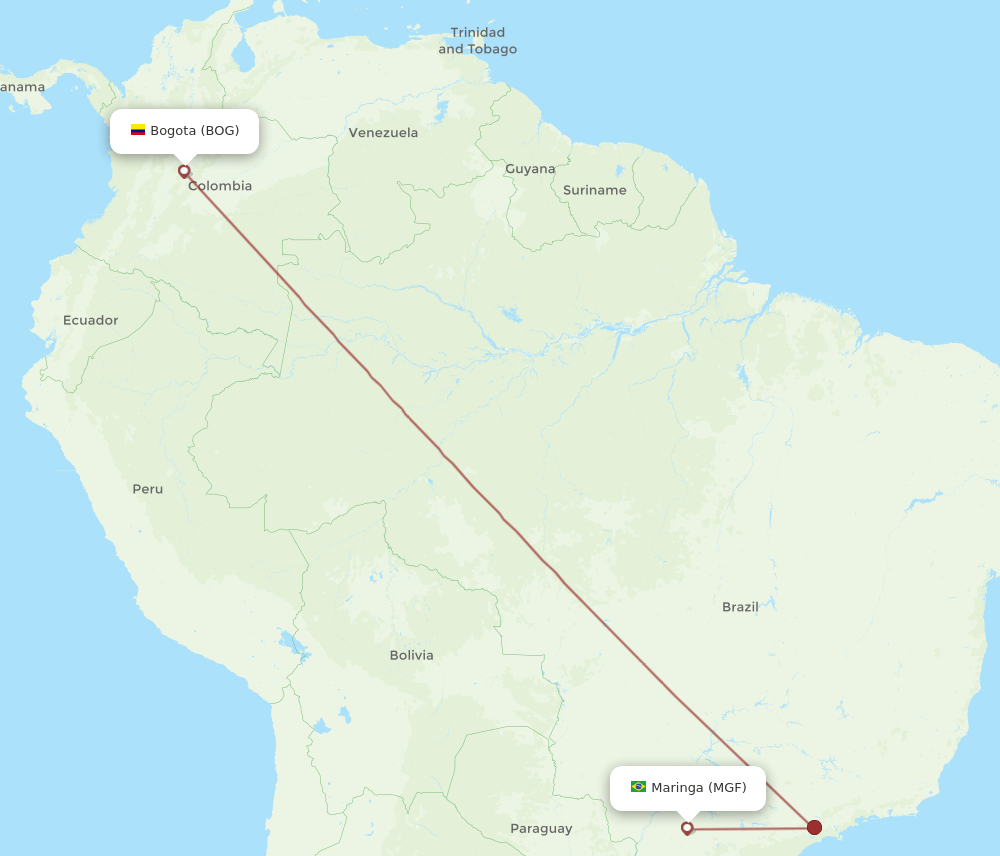 MGF-BOG flight routes
