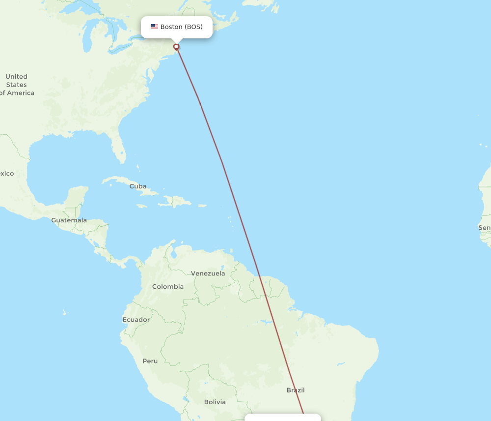 Boston - Maringa route map and flight paths