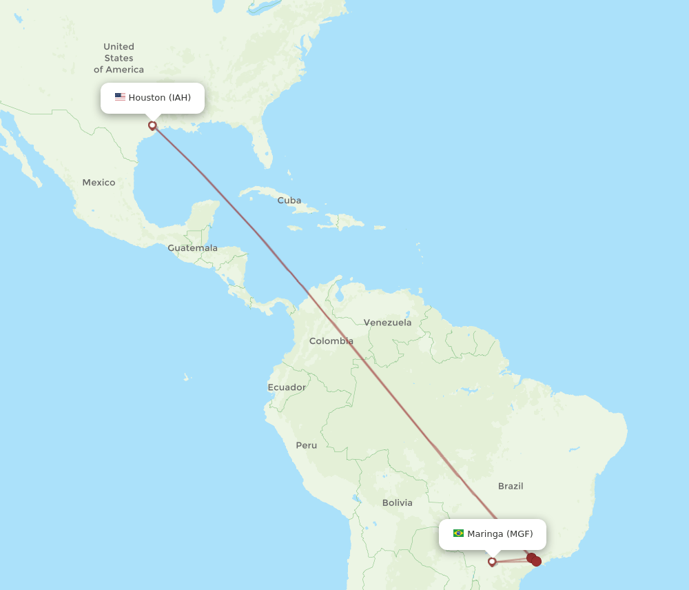 MGF to IAH flights and routes map