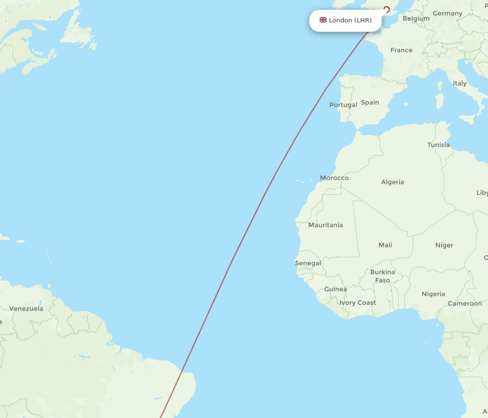 London - Maringa route map and flight paths