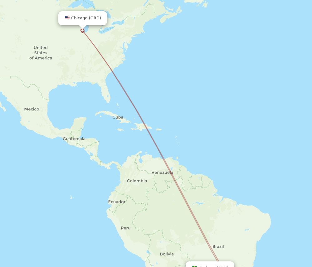 MGF to ORD flights and routes map