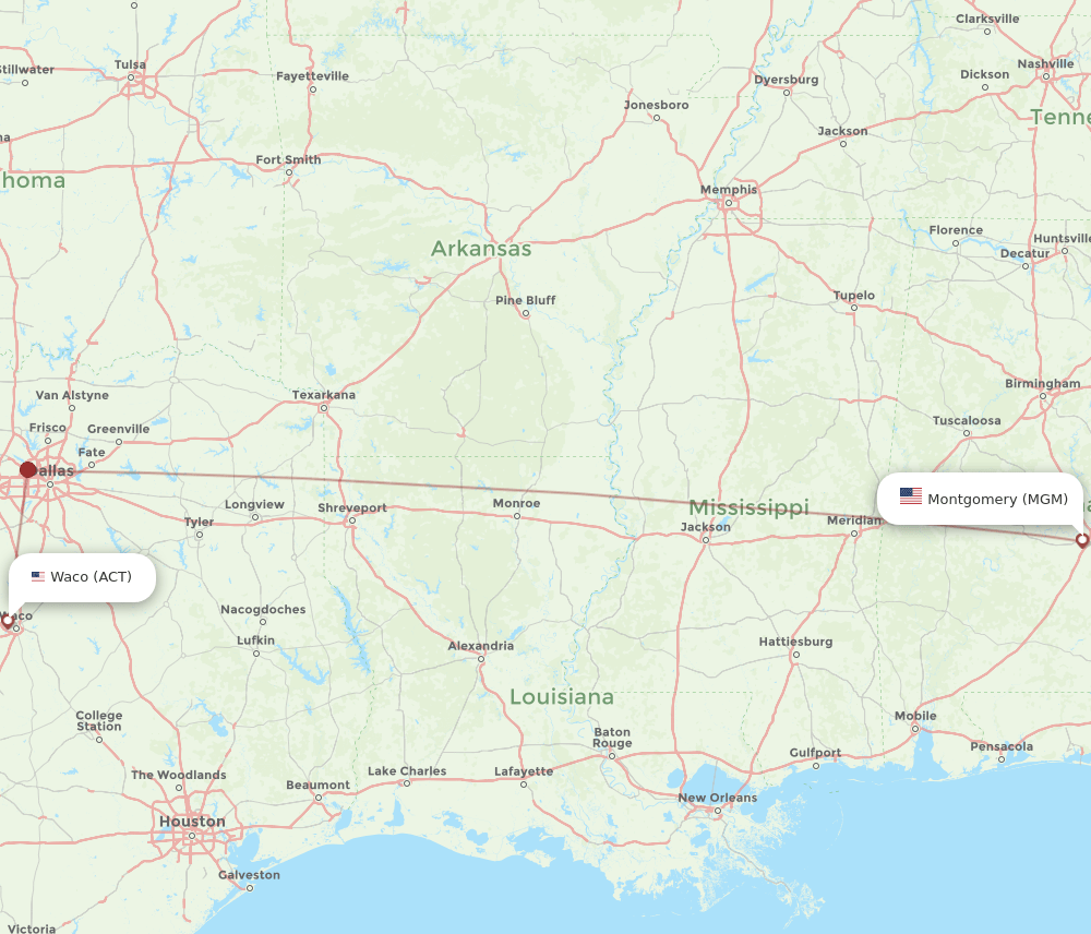 MGM-ACT flight routes