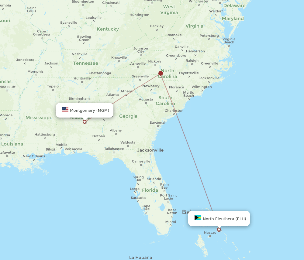 MGM-ELH flight routes