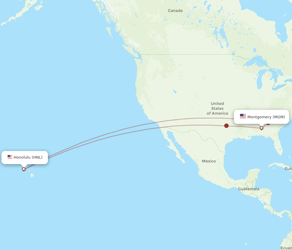 MGM-HNL flight routes