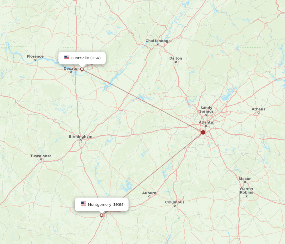MGM-HSV flight routes