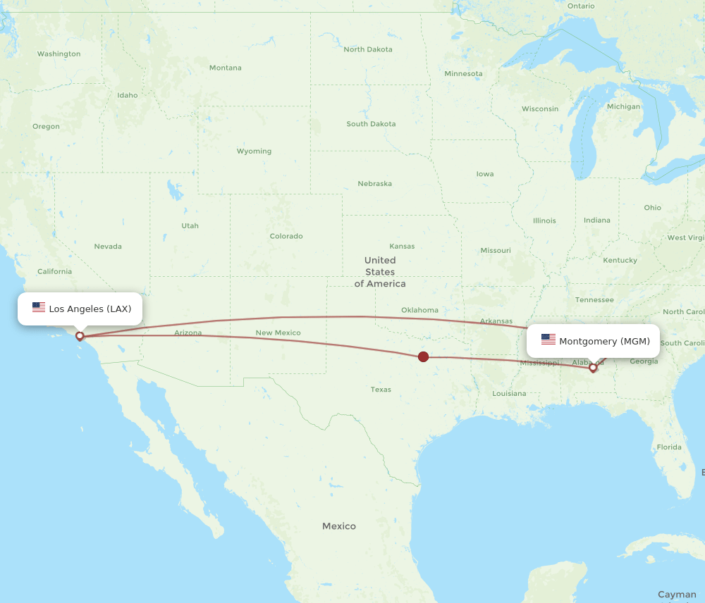 MGM-LAX flight routes