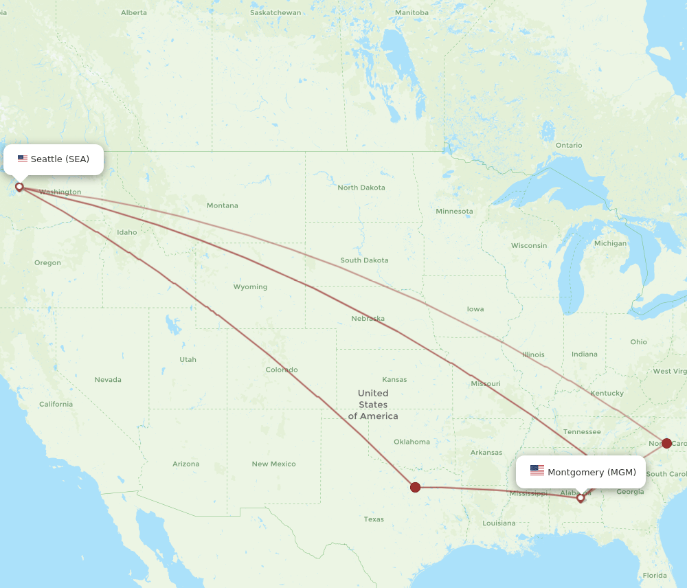 MGM-SEA flight routes