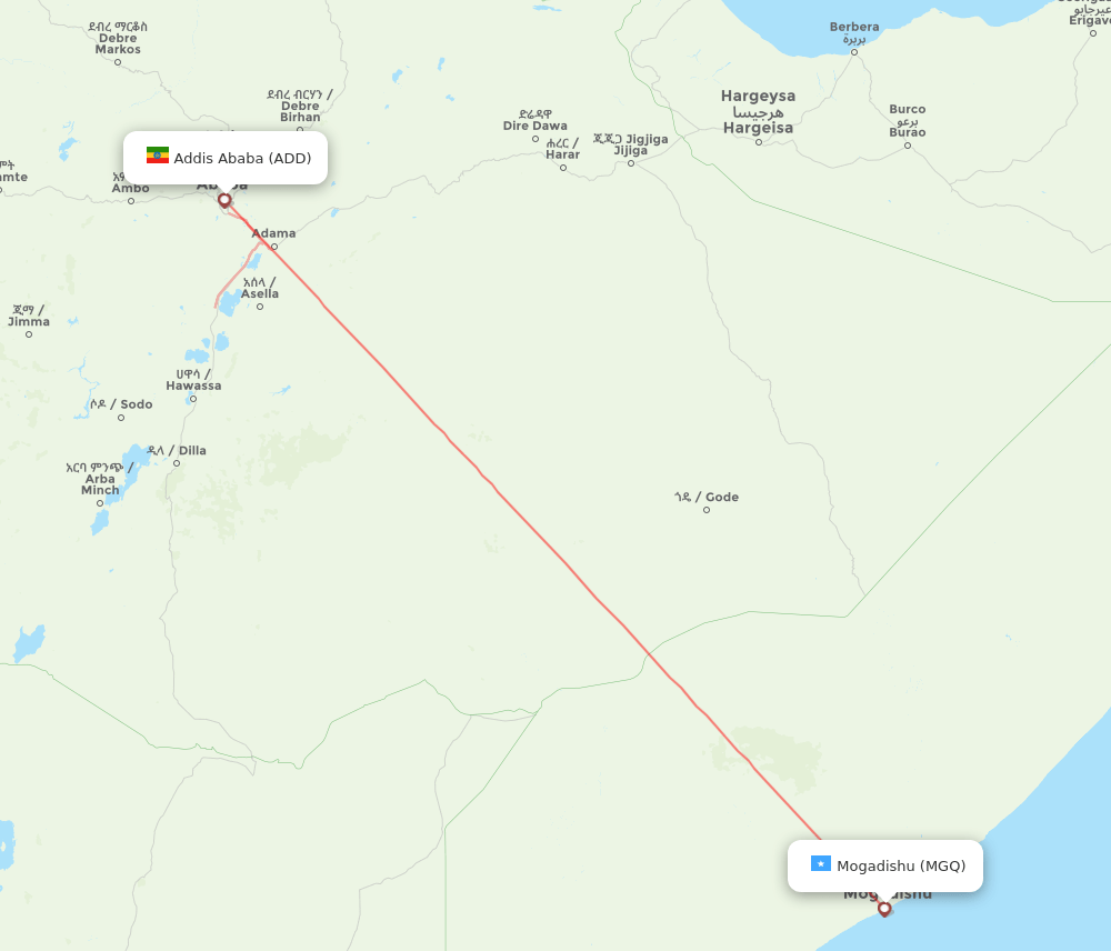 MGQ to ADD flights and routes map