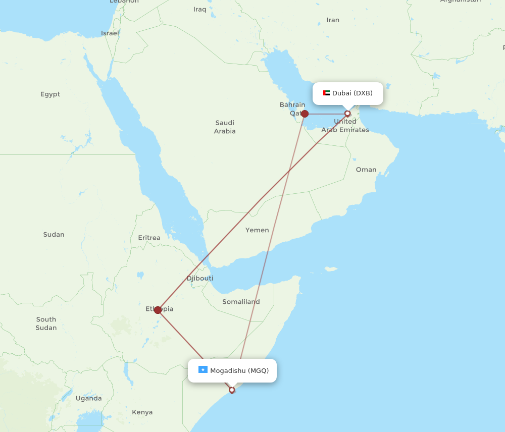 MGQ to DXB flights and routes map