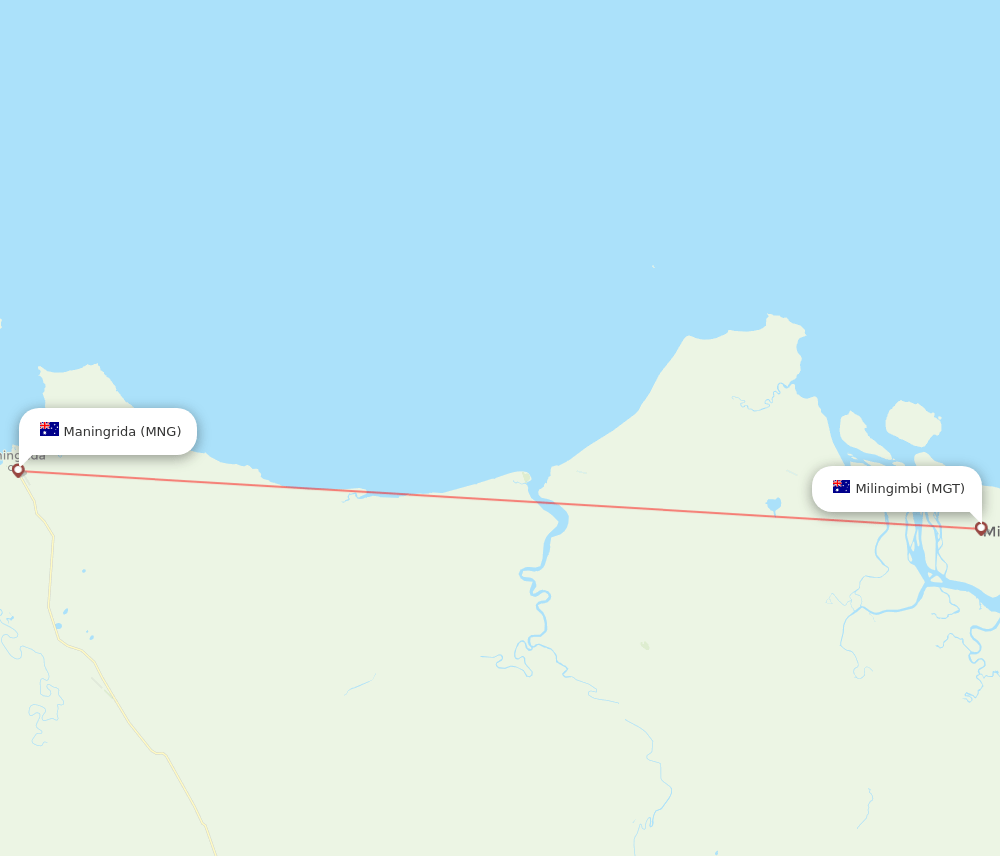 MGT to MNG flights and routes map