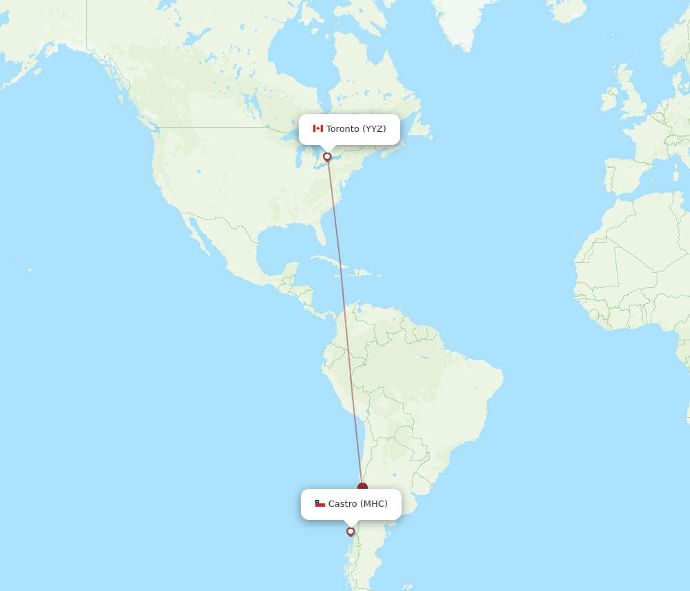 Toronto - Castro route map and flight paths