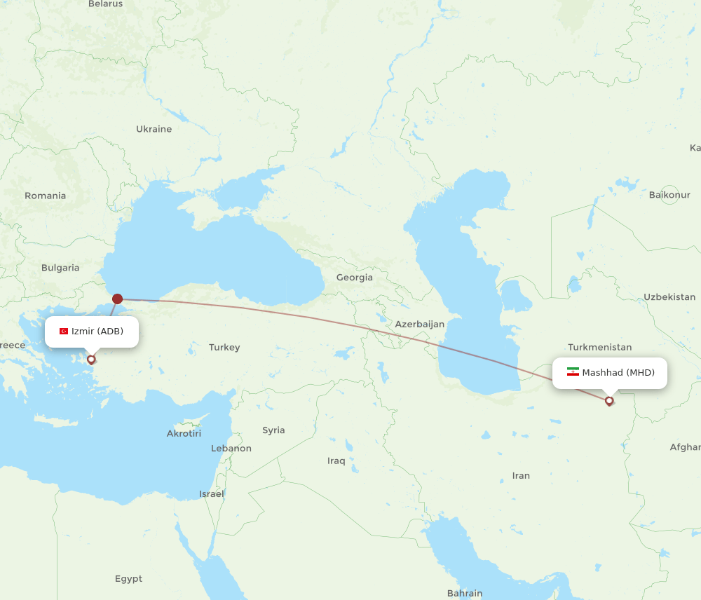 MHD to ADB flights and routes map