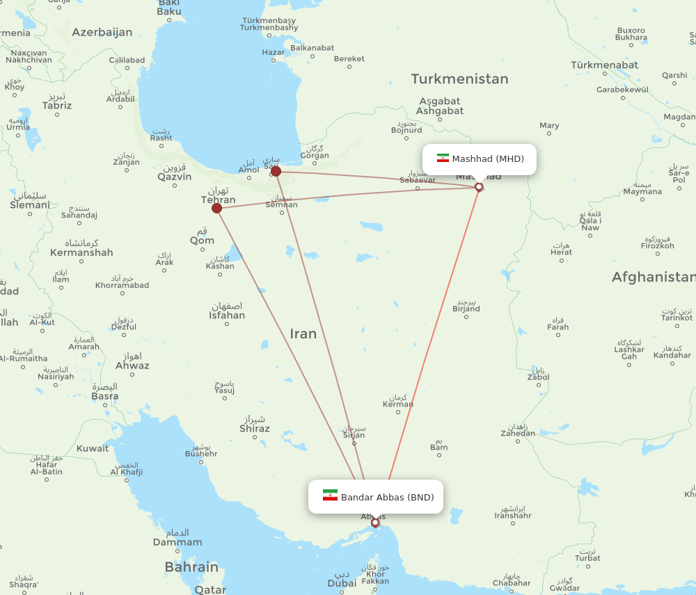 MHD to BND flights and routes map