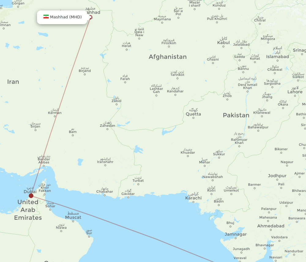 MHD-BOM flight routes