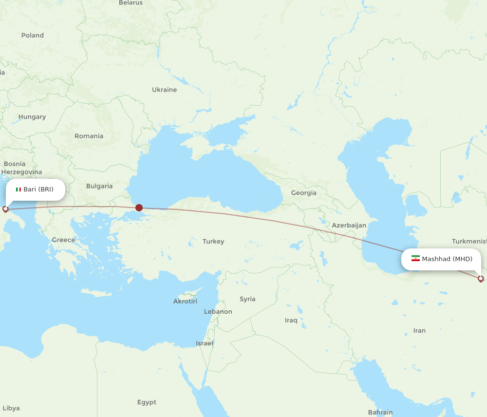 MHD to BRI flights and routes map