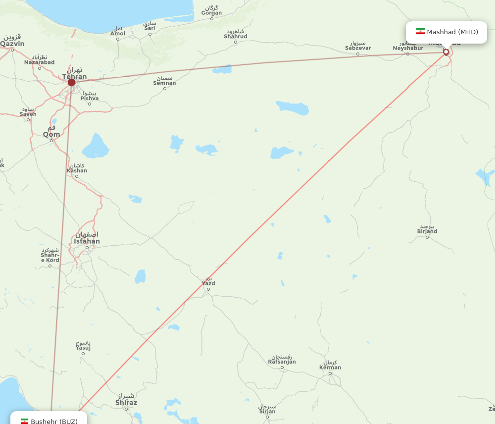 MHD to BUZ flights and routes map