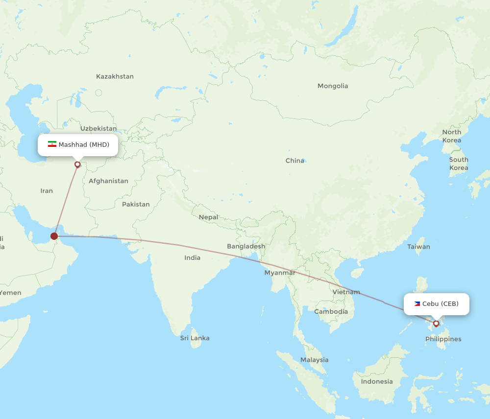 MHD to CEB flights and routes map