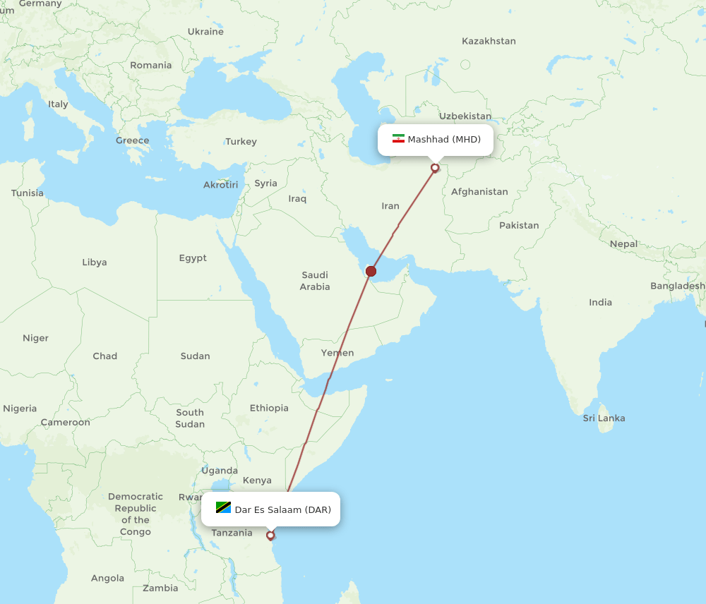 MHD to DAR flights and routes map